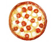 Рецепта Домашна пица със сметанов сос, топено сирене, бейби моцарела и чери домати